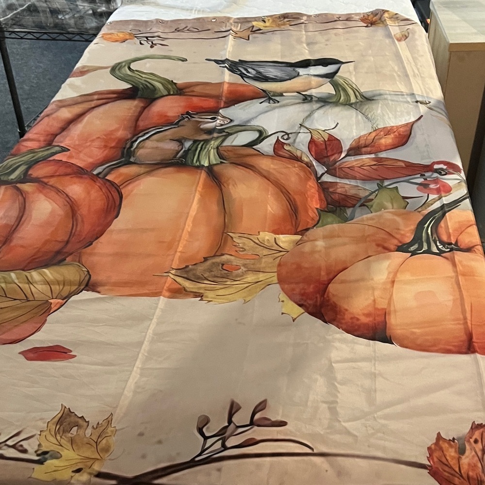 Autumn Pumpkin and Bird shower curtain